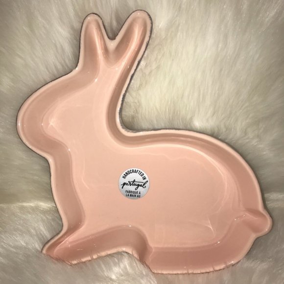 Blush Pink Rabbit Plate - Made In Portugal - Picture 1 of 1